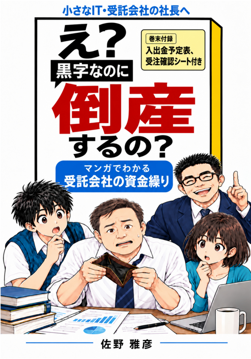 漫画版『え?黒字なのに倒産するの? マンガでわかる 受託会社の資金繰り』佐野雅彦 著の表紙